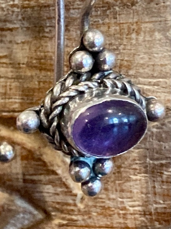 Sterling Silver Purple Drop Earrings 925 Jewelry - Picture 7 of 16
